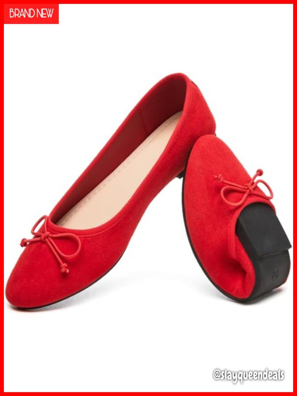 HEAWISH Suede Ballet Flats with Bow Slip On Dress Shoes Women